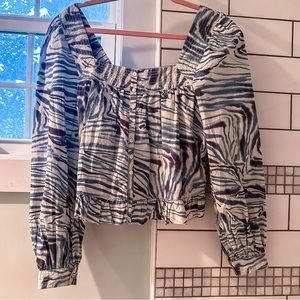 Love The Label Chakka Blue Print Blouse ✨ Size Small